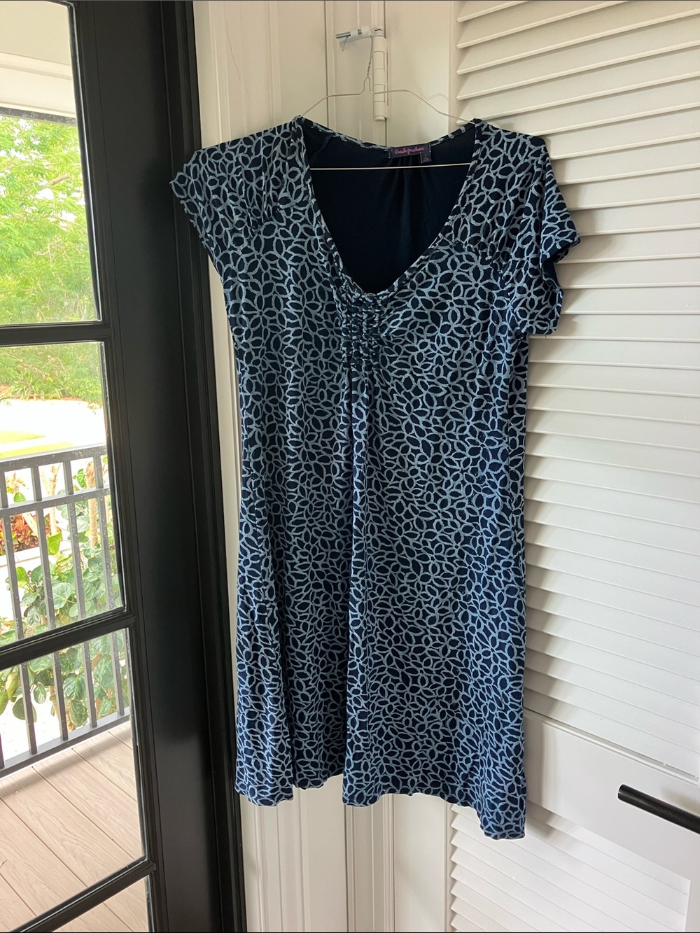 fresh produce Navy Dress with Pink Logo Detail